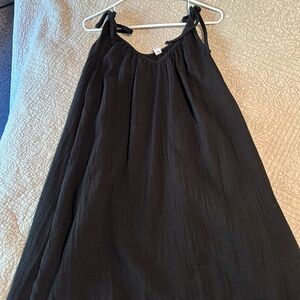 Black paper bag tie dress